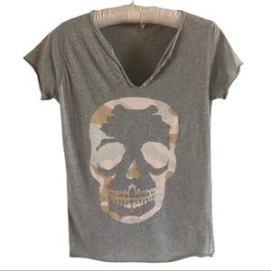 Zadig & Voltaire Gray Camo Skull Tee Sz S
